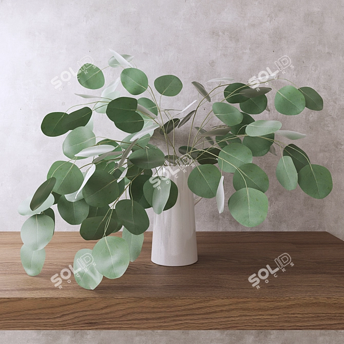 Elegant Silver Eucalyptus Leaves 3D model image 1