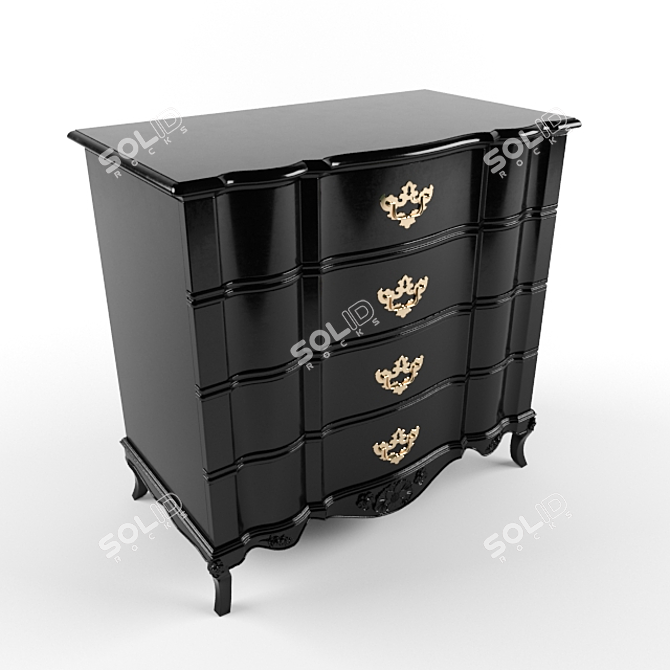 Bohemian Black Oak Chest: Eichholtz Commode 3D model image 2