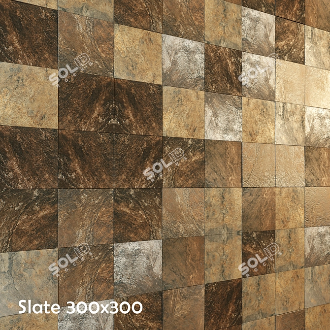 Three Color Indian Slate Tiles 3D model image 3