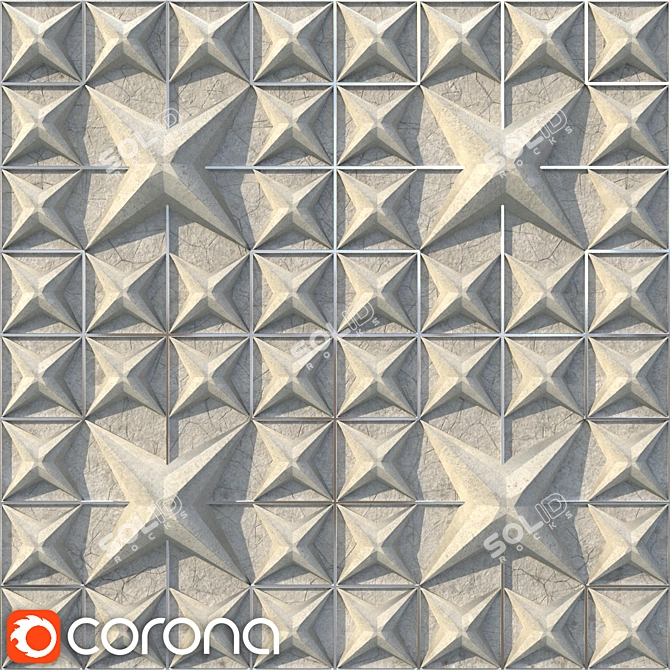 Concrete Star Decor Panel 3D model image 1