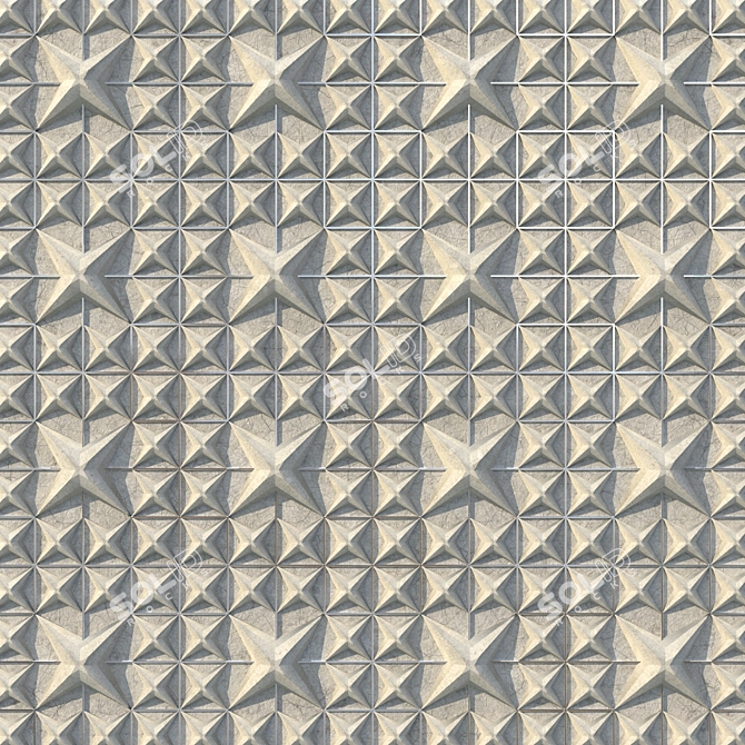 Concrete Star Decor Panel 3D model image 2