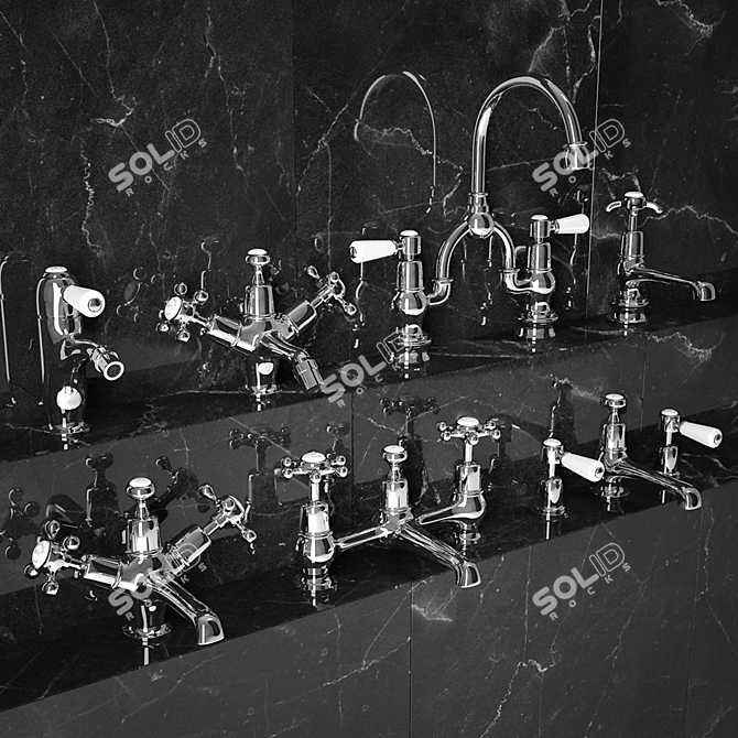 Burlington Basin Tap Set with 4 Handle Styles 3D model image 1