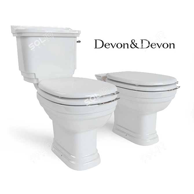 Classica Toilet and Bidet Set 3D model image 1
