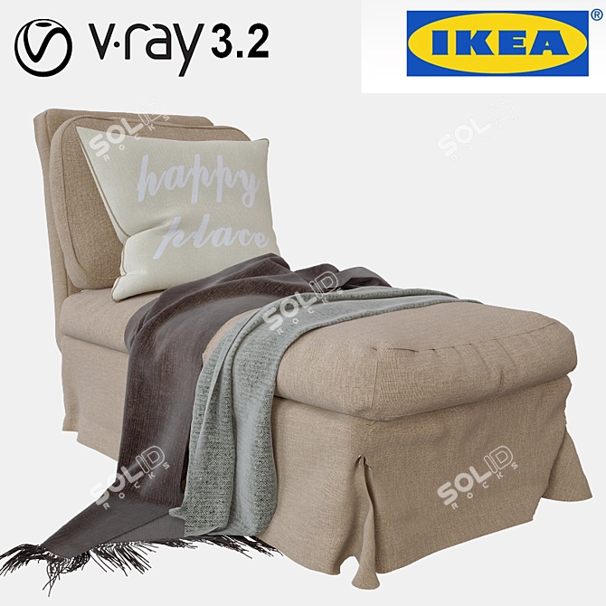 Ikea Ektorp Chaise Lounge - No Armrest: Stylish and Comfortable 3D model image 1
