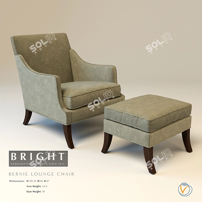 Comfy Fabric Wood Bernie Armchair 3D model image 1