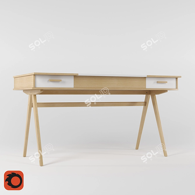 Modern White Stroller Desk 3D model image 1