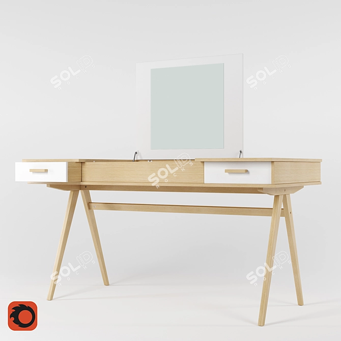 Modern White Stroller Desk 3D model image 2