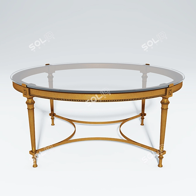 Neoclassical French Brass Coffee Table 3D model image 1