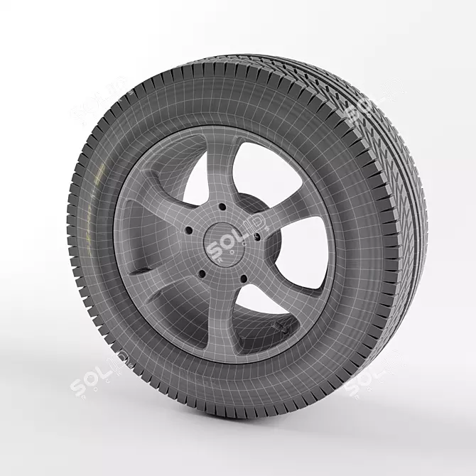 15in Wheel for Cars | All-Season Tire 3D model image 2