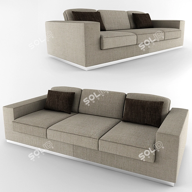 Spacious Three-Person Sofa 3D model image 1