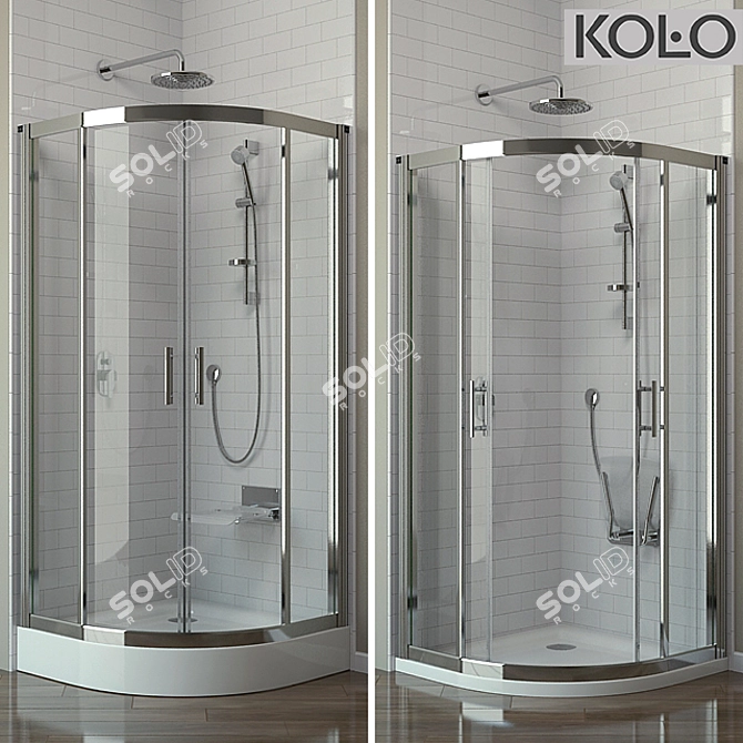 Semi-circular Shower Enclosure Bundle 3D model image 1