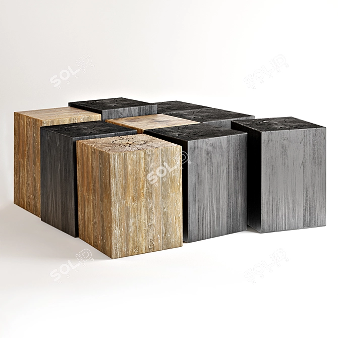 Modern Ethnic Wood Table 3D model image 1