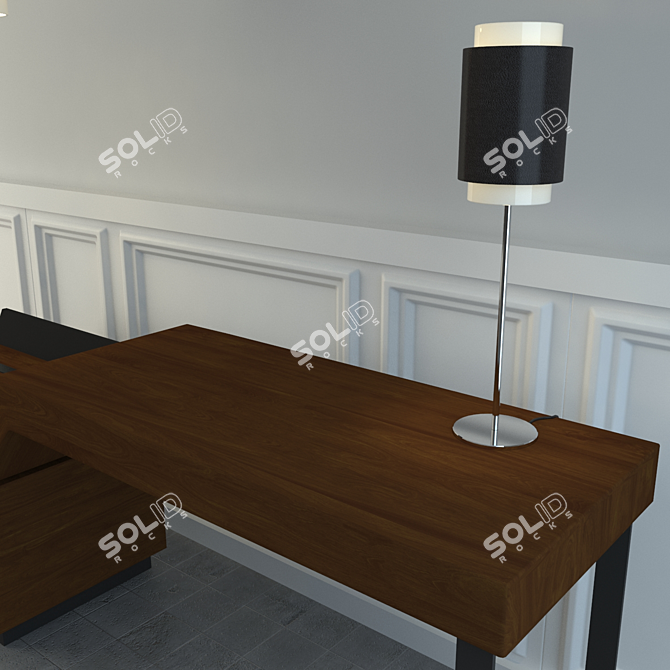 Hotel Desk Set with Lamps 3D model image 2