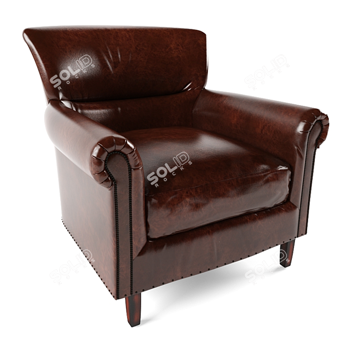 Retro Leather Lounge Chair 3D model image 1