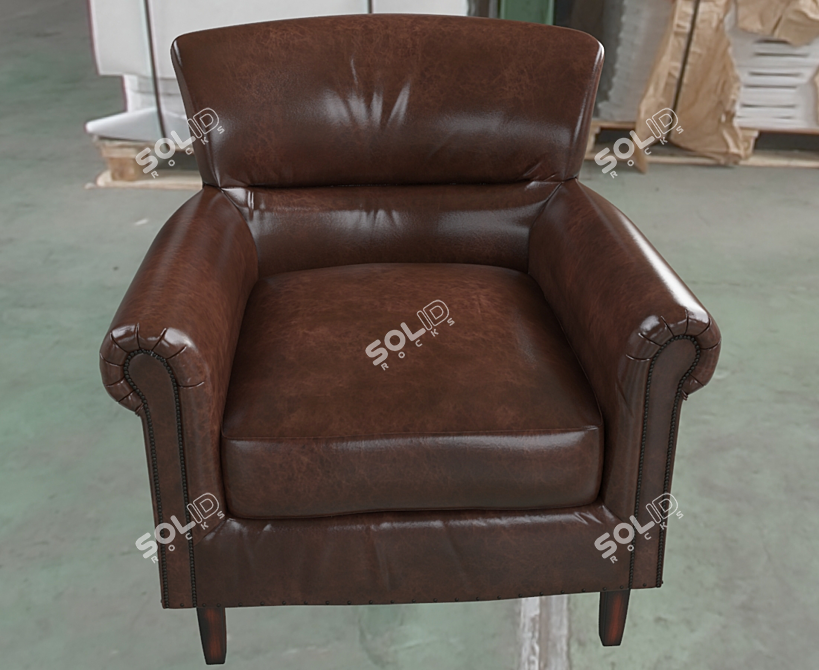 Retro Leather Lounge Chair 3D model image 3