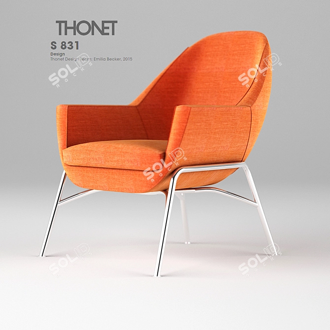 Modern Classic Armchair: Thonet S 831 3D model image 1