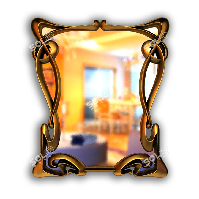 Elegant Art Nouveau Mirror Frame 3D model image 1