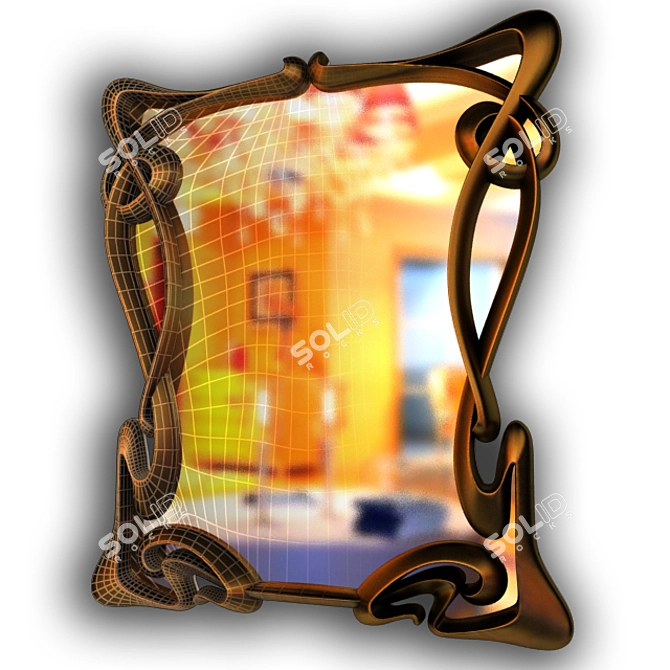 Elegant Art Nouveau Mirror Frame 3D model image 2