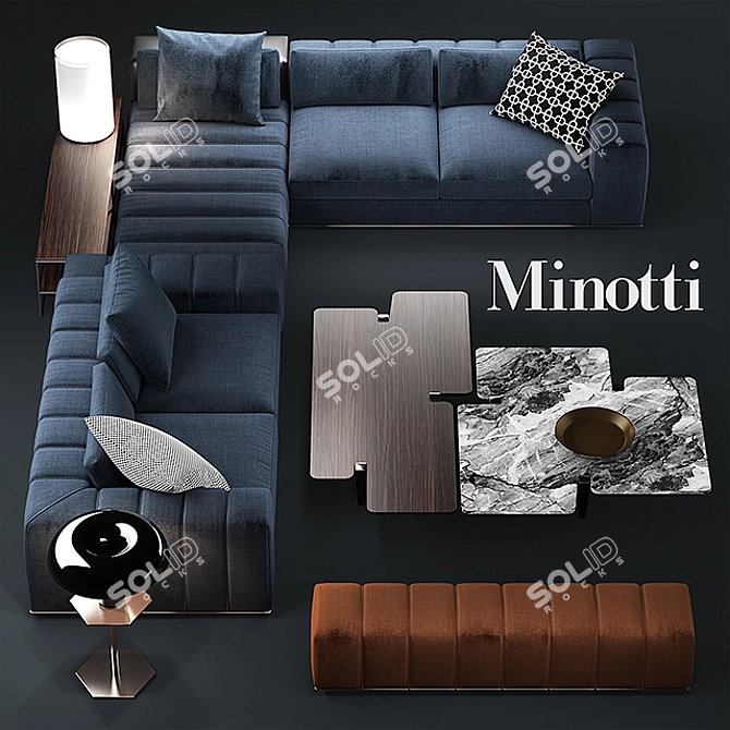 Elegant Minotti Freeman Sofa 3D model image 1