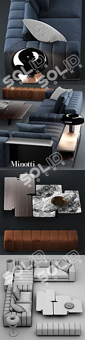 Elegant Minotti Freeman Sofa 3D model image 3