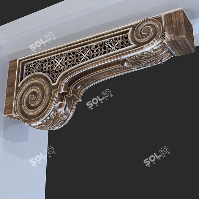 Illuminated Wooden Bracket 3D model image 1