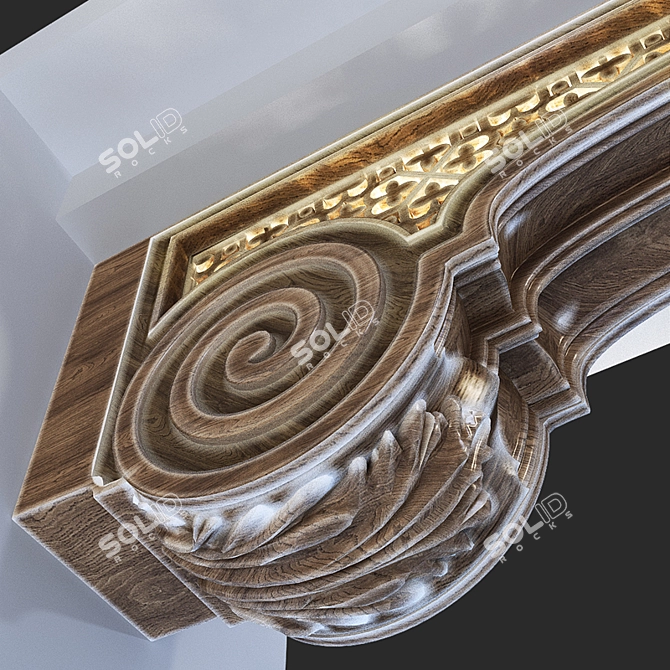 Illuminated Wooden Bracket 3D model image 2