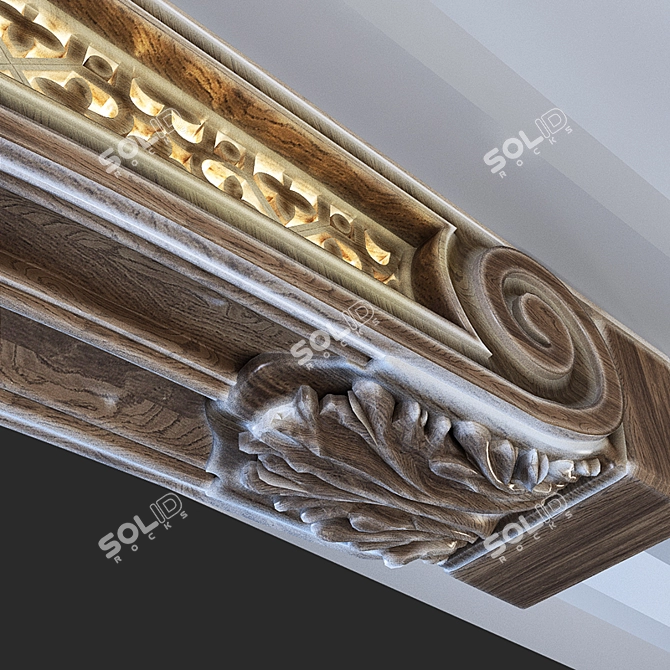 Illuminated Wooden Bracket 3D model image 3