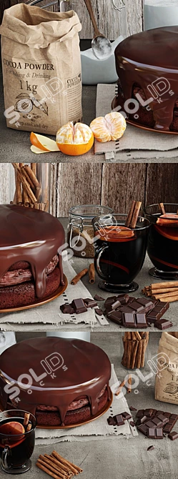 Decadent Chocolate Cake 3D model image 2