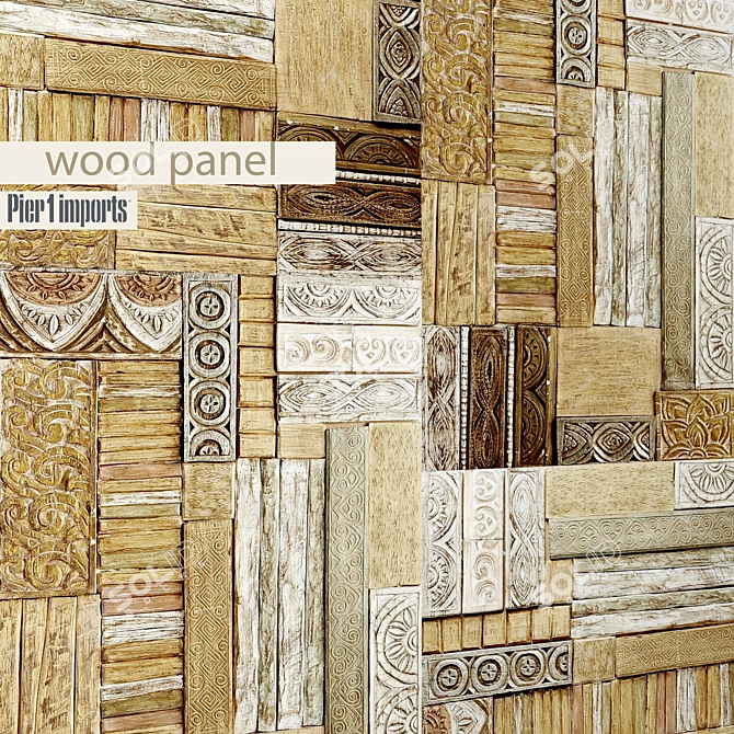 Rustic Wood Panel Art 3D model image 1