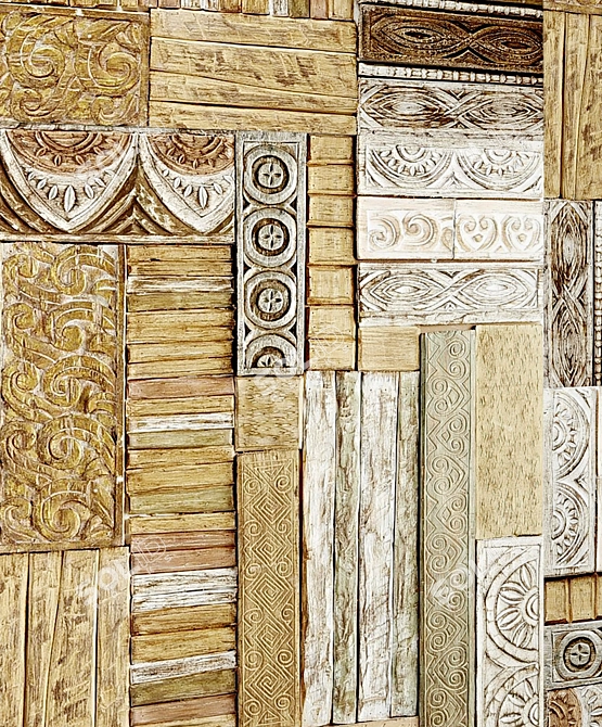 Rustic Wood Panel Art 3D model image 2