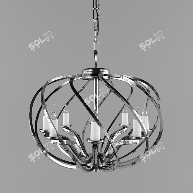 Industrial Metal Sphere Chandelier 3D model image 1