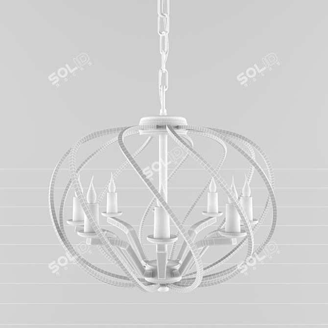 Industrial Metal Sphere Chandelier 3D model image 2