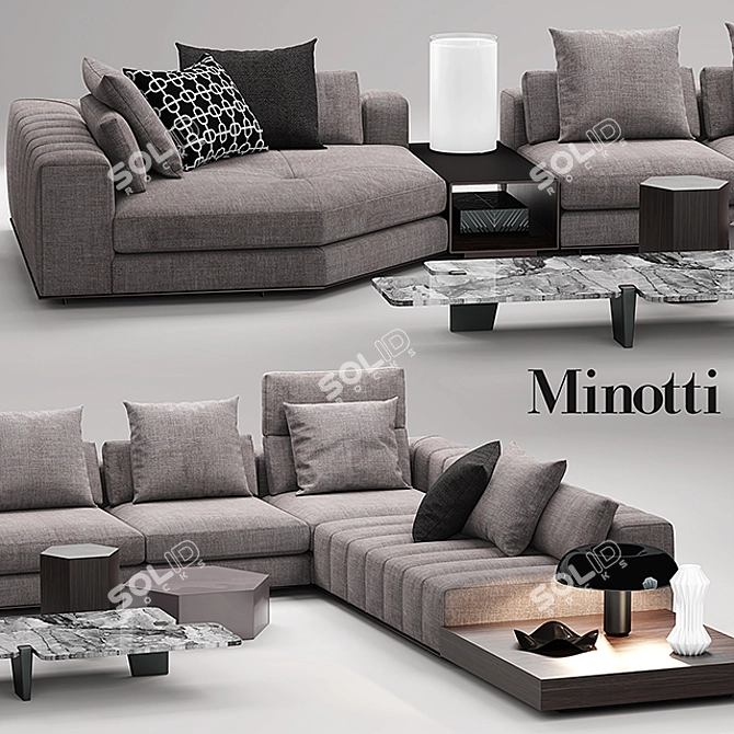 Elegant Minotti Freeman Seating 3D model image 2