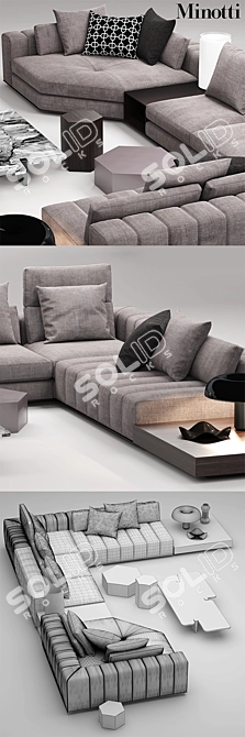 Elegant Minotti Freeman Seating 3D model image 3