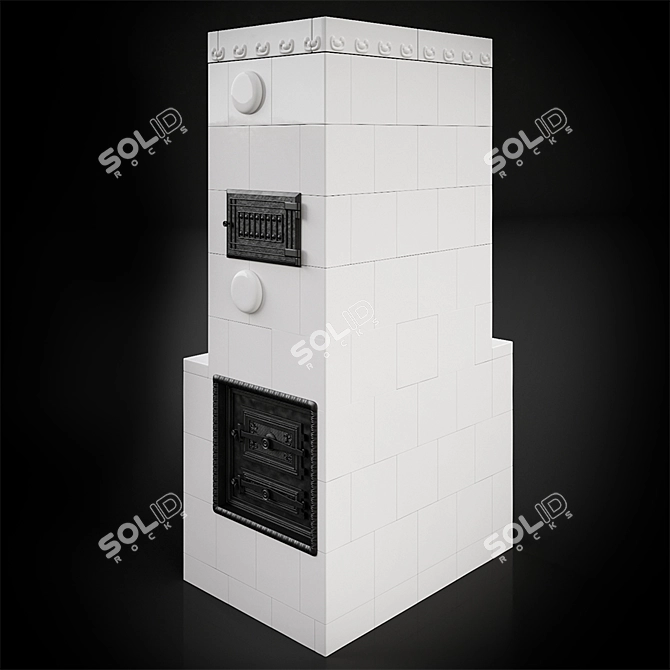 Rustic Tiled Oven: Vintage Charm 3D model image 1