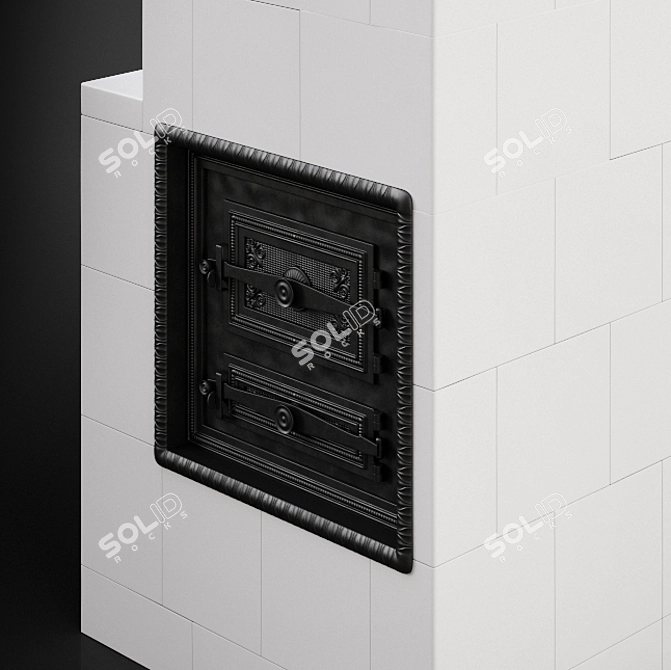 Rustic Tiled Oven: Vintage Charm 3D model image 2