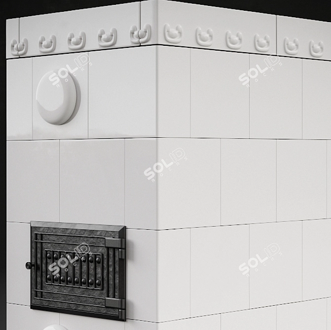 Rustic Tiled Oven: Vintage Charm 3D model image 3