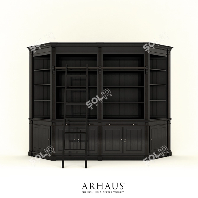 Elegant Athens Library Cabinet 3D model image 1