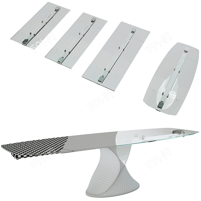 Elegant Extendable Table - Tonin Casa Shanghai 3D model image 3