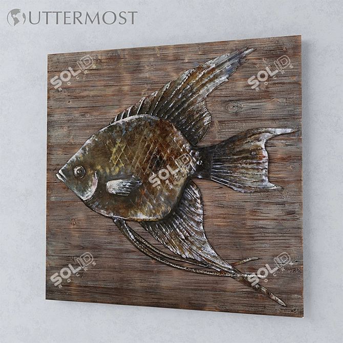 Rustic Iron Fish Wall Decor 3D model image 1