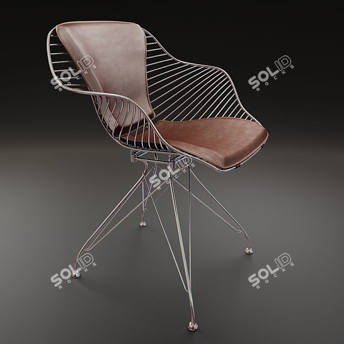 Sleek Wire Dining Chair 3D model image 1