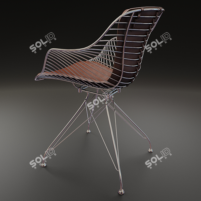 Sleek Wire Dining Chair 3D model image 2