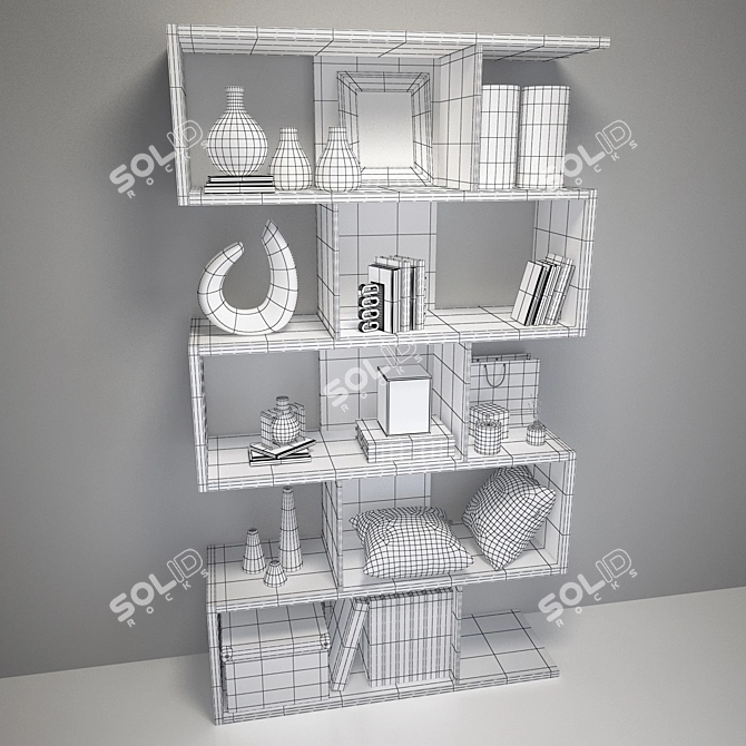 Modern Marcel Bookcase with Decorative Set 3D model image 3