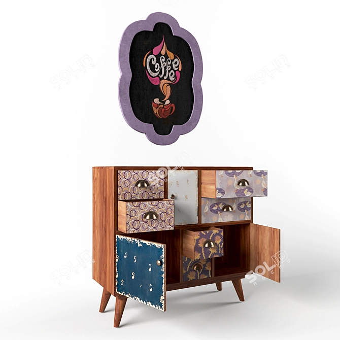 Malibu Console with Drawers and Chalkboard 3D model image 2