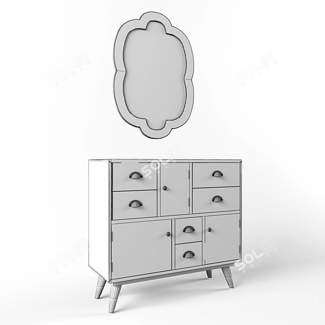 Malibu Console with Drawers and Chalkboard 3D model image 3