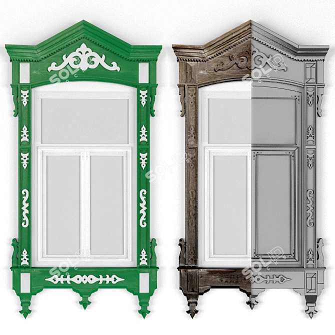 Tatar Window Frames | Authentic Tomsk Craftsmanship 3D model image 1