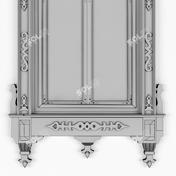 Tatar Window Frames | Authentic Tomsk Craftsmanship 3D model image 3