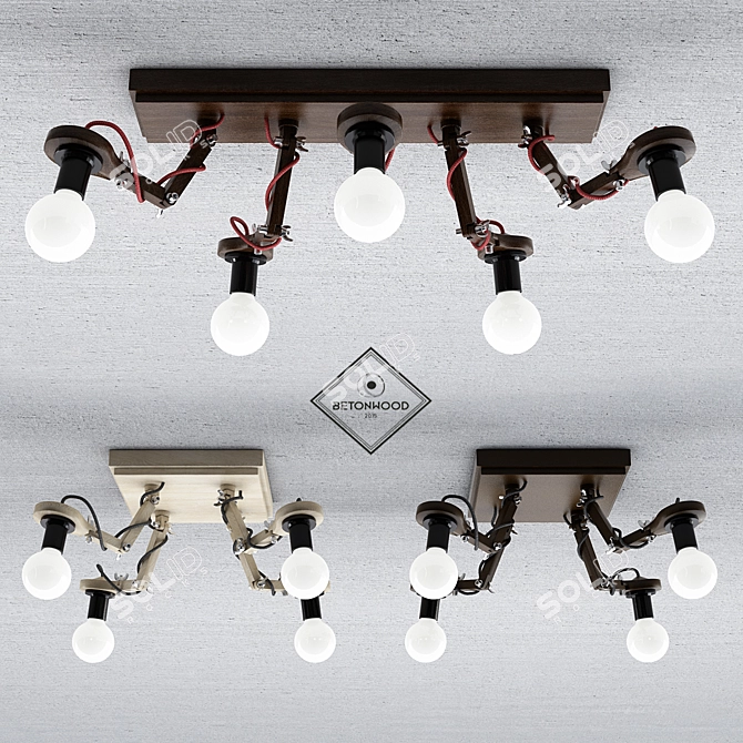 Title: Betonwood-L13/14/15 Ceiling Lamps 3D model image 1