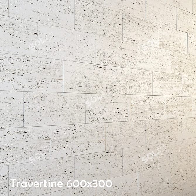 White Travertine Floor Tiles 3D model image 1