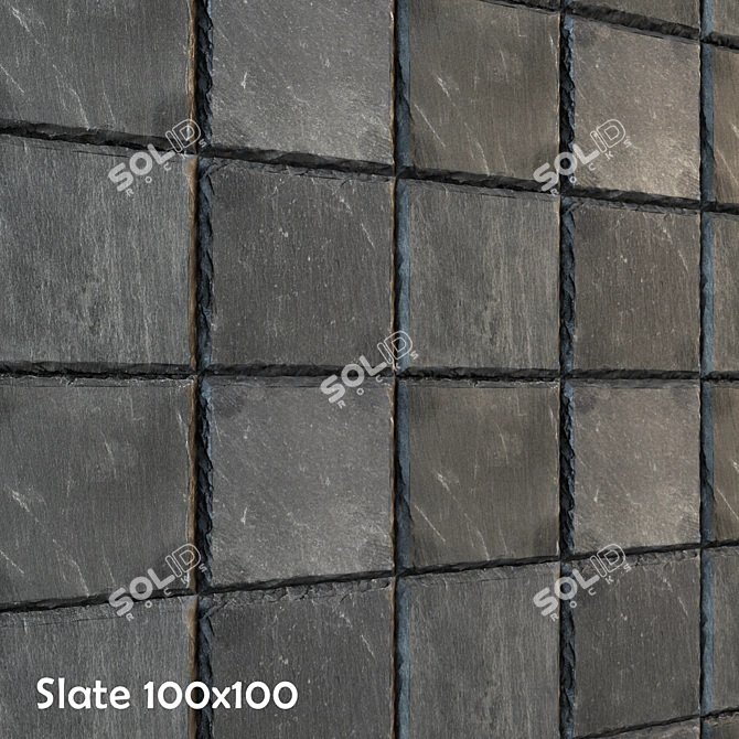 Crushed Edge Slate Tiles 3D model image 1